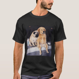 Funny smoking dog pug meme golden retriever meme  T-Shirt