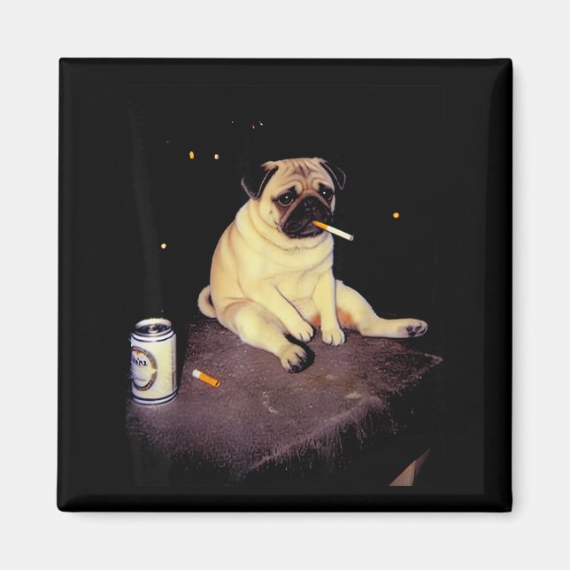Funny Smoking Dog Pug Meme  Magnet (Front)