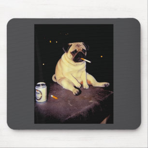 Funny Smoking Dog Pug Meme  Mouse Mat