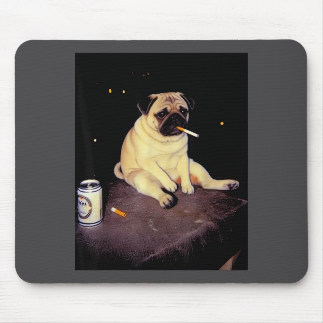 Funny Smoking Dog Pug Meme  Mouse Mat (Front)