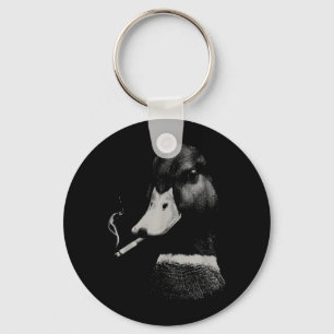 Funny Smoking Duck Hunting Mallard Duck Smoking Key Ring