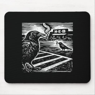 Funny smoking grackle bird texas satire weird mouse mat