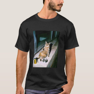 Funny Smoking Hangover Cat Meme T-Shirt