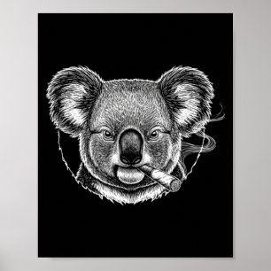 Funny Smoking Koala Meme Vintage Smoker Design Poster