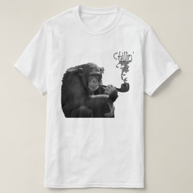 Funny Smoking Macho Gorilla Humourous Monkey  T-Shirt (Design Front)