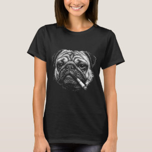 Funny smoking pug cigarette meme smoky dog T-Shirt