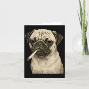 Funny Smoking Pug Dog Cigarette Gen Z Meme Graphic Card