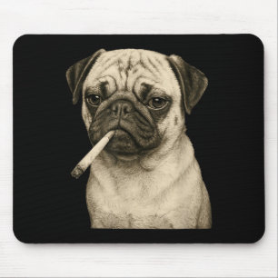 Funny Smoking Pug Dog Cigarette Gen Z Meme Graphic Mouse Mat