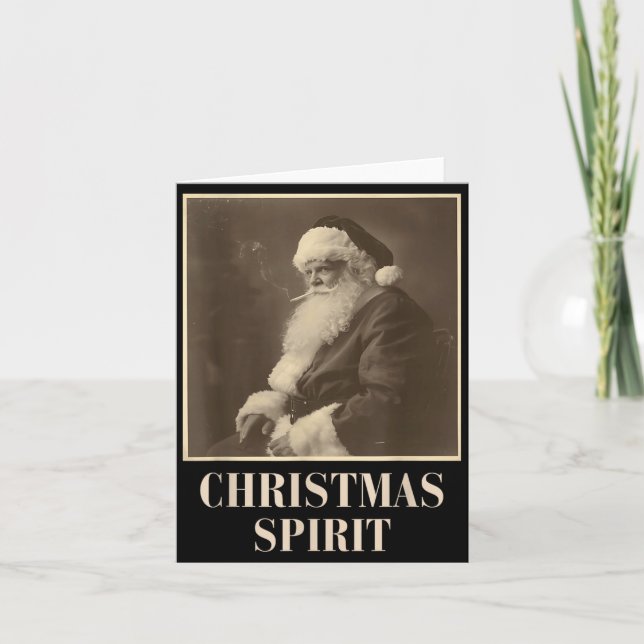 Funny Smoking Santa Claus Christmas Srit Vintage  Card (Front)
