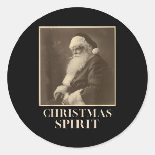 Funny Smoking Santa Claus Christmas Srit Vintage Classic Round Sticker