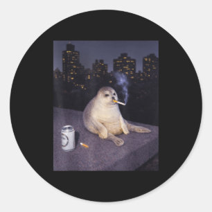 Funny smoking seal meme