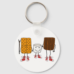 Funny Smores Characters Cartoon Key Ring
