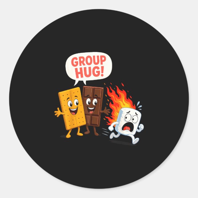 Funny s'mores marshmallow  classic round sticker (Front)