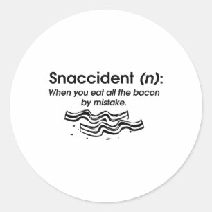 Funny Snaccident Bacon Art For Kid Men Women Cool Classic Round Sticker