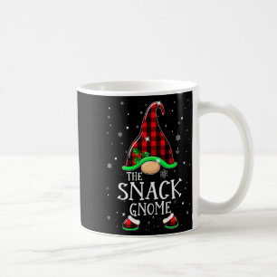 Funny Snack Gnome Buffalo Plaid Matching Christmas Coffee Mug