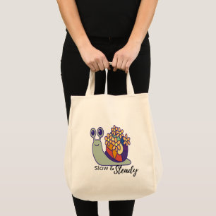 Funny Snail Canvas Tote Bag-Reusable-Flower Tote Bag