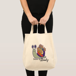 Funny Snail Canvas Tote Bag-Reusable-Flower Tote Bag