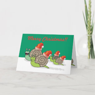 Funny Snail Family Christmas Card