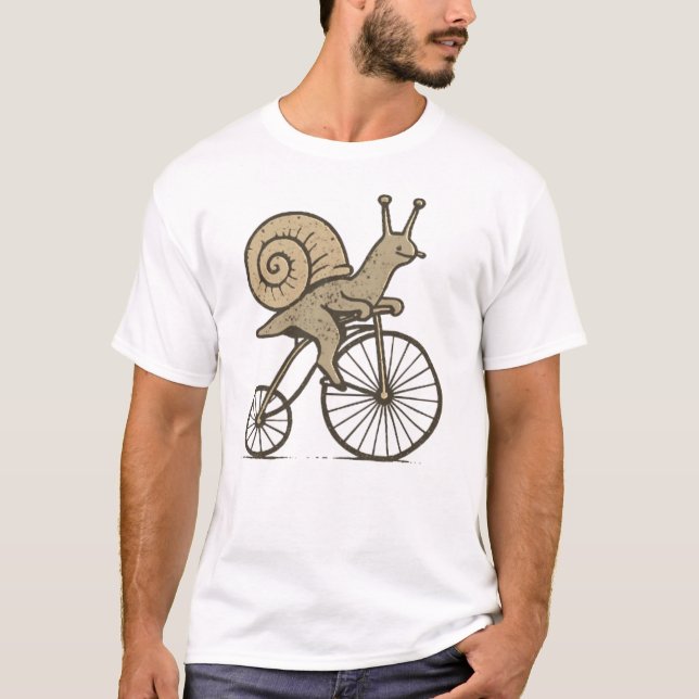 Funny Snail on a Bike T-Shirt (Front)