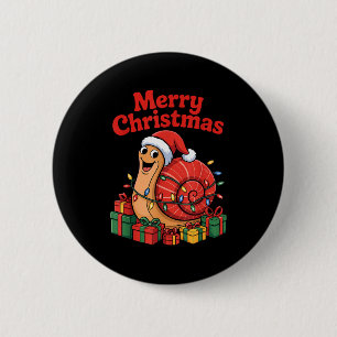 Funny Snail Santa Hat Animals Lovers Ugly Christma 6 Cm Round Badge