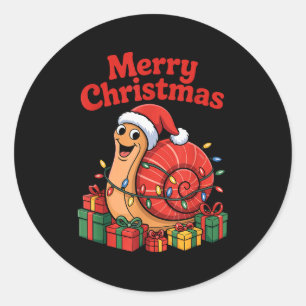 Funny Snail Santa Hat Animals Lovers Ugly Christma Classic Round Sticker