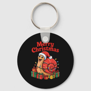 Funny Snail Santa Hat Animals Lovers Ugly Christma Key Ring