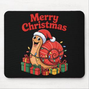 Funny Snail Santa Hat Animals Lovers Ugly Christma Mouse Mat