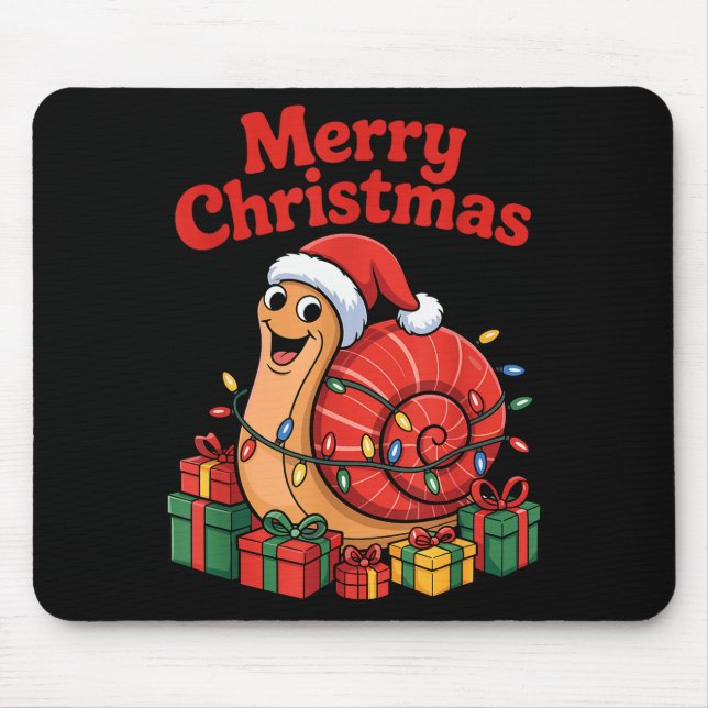 Funny Snail Santa Hat Animals Lovers Ugly Christma Mouse Mat (Front)