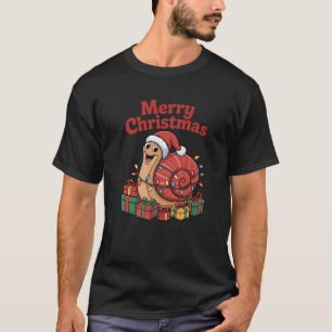 Funny Snail Santa Hat Animals Lovers Ugly Christma T-Shirt