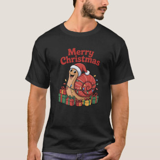 Funny Snail Santa Hat Animals Lovers Ugly Christma T-Shirt