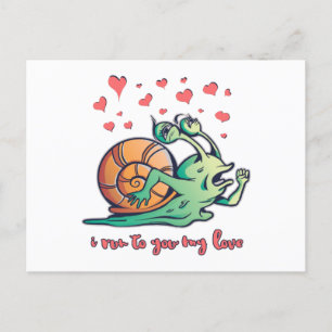 Funny Snail Valentine Running Postcard