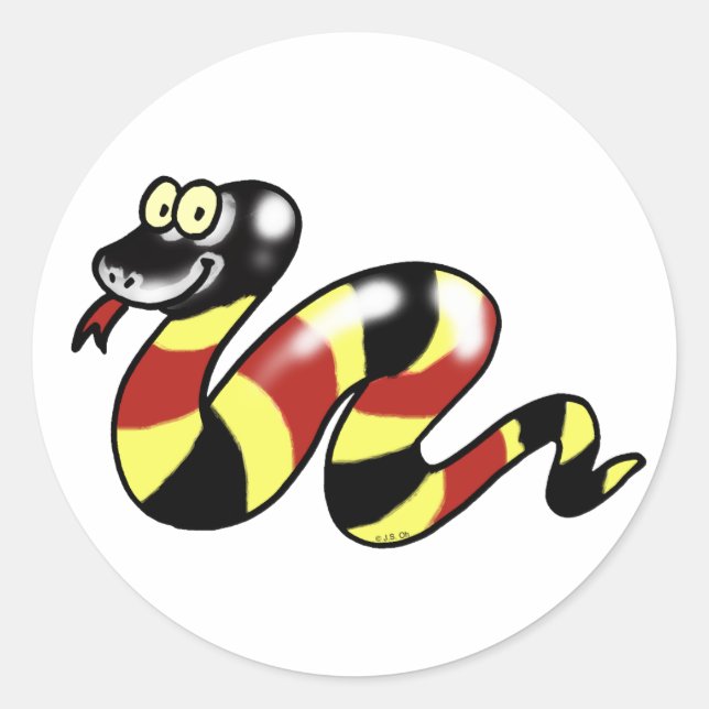 Funny snake classic round sticker (Front)