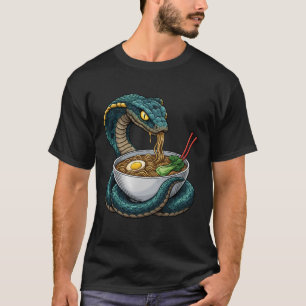 Funny Snake Eating Ramen Noodles Japanese Food T-Shirt