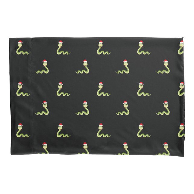 Funny Snake Santa Claus Hat Merry Christmas Xmas Pillowcase (Front)