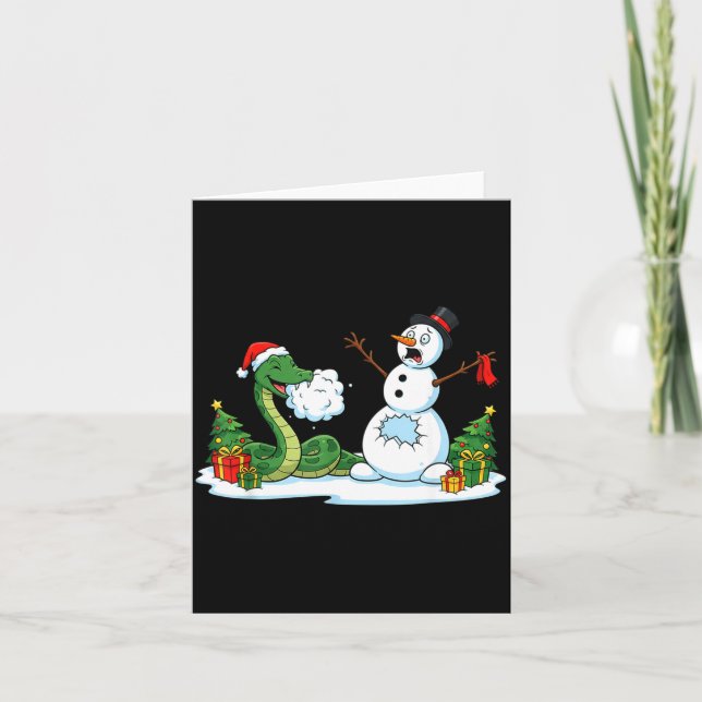 Funny Snake Snowman Christmas Tree Xmas Womens Men Card (Front)