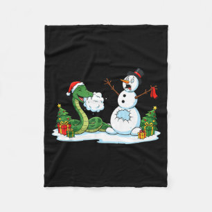 Funny Snake Snowman Christmas Tree Xmas Womens Men Fleece Blanket