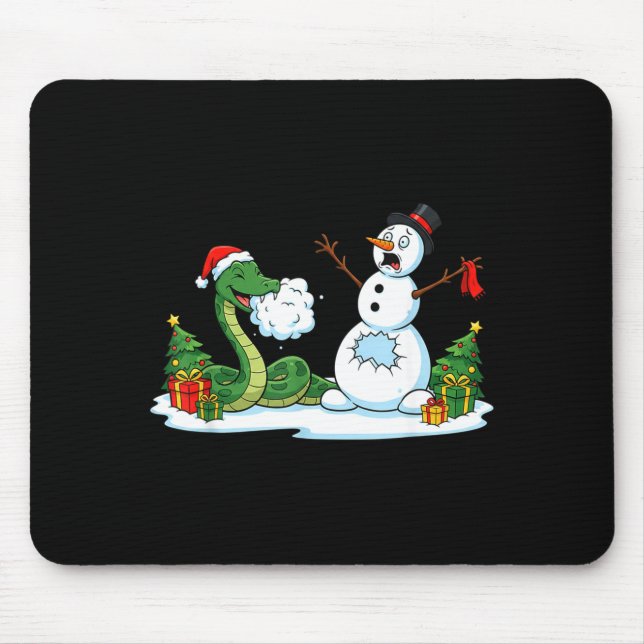 Funny Snake Snowman Christmas Tree Xmas Womens Men Mouse Mat (Front)