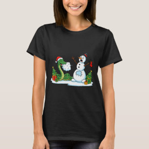Funny Snake Snowman Christmas Tree Xmas Womens Men T-Shirt