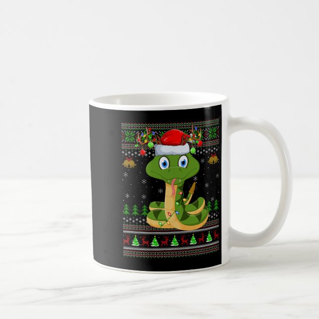 Funny Snake Ugly Christmas Sweaters Holiday Santa  Coffee Mug (Right)