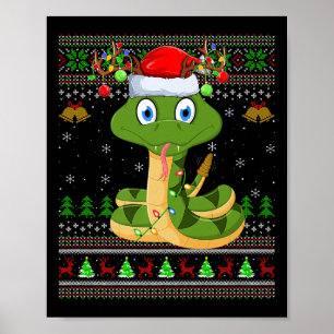 Funny Snake Ugly Christmas Sweaters Holiday Santa Poster