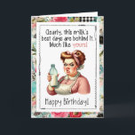 Funny Snarky Birthday Card Best Days Behind You<br><div class="desc">Celebrate another birthday with bold humor. This funny A2 birthday card features a grumpy vintage style woman holding a milk bottle with the snarky message “Clearly, this milk’s best days are behind it. Much like yours!” Perfect for friends who appreciate sarcasm and cheeky birthday laughs. Blank inside for your own...</div>