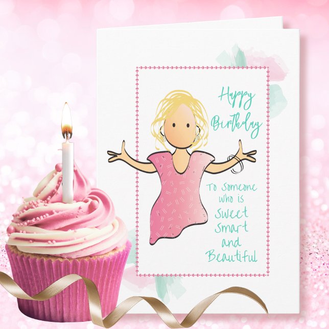 Funny Snarky Sarcastic Female Cartoon Birthday Card (Creator Uploaded)