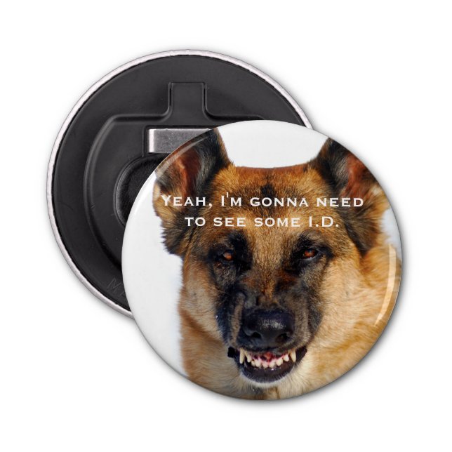 Funny Snarling German Shepherd Bottle Opener (Front)