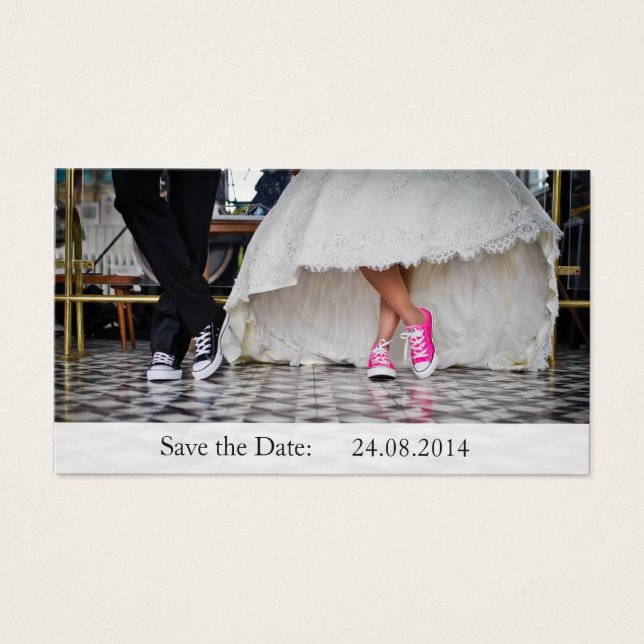 Funny Sneakers Save the Date Wedding Business Card (Front)