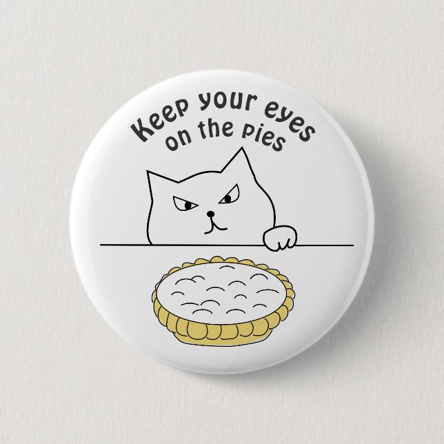 Funny Sneaky Cat after Cream Pie Illustration 6 Cm Round Badge (Front)
