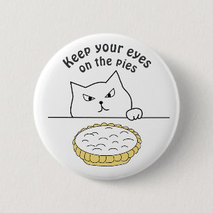 Funny Sneaky Cat after Cream Pie Illustration 6 Cm Round Badge
