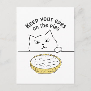 Funny Sneaky Cat after Cream Pie Postcard