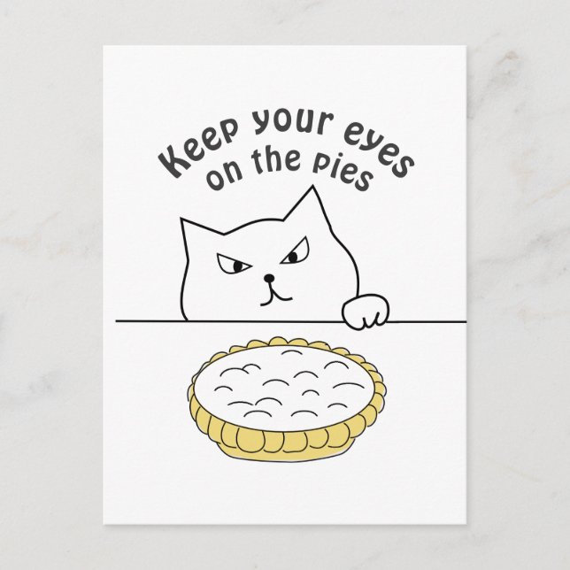 Funny Sneaky Cat after Cream Pie Postcard (Front)