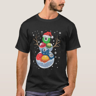 Funny snooker Xmas Pool Table Santa Hat Billiards  T-Shirt