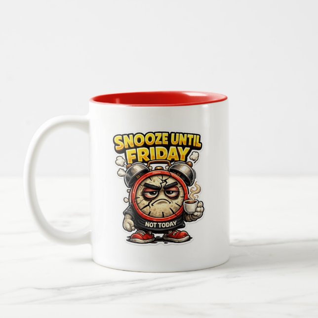  Funny Snooze Until Friday Alarm Clock Mug (Left)